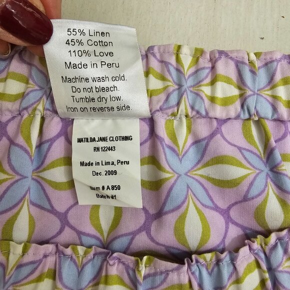 Matilda Jane Womens Sz M Linen Blend Patchwork Floral Print Pleated Hem Skirt - Picture 13 of 13